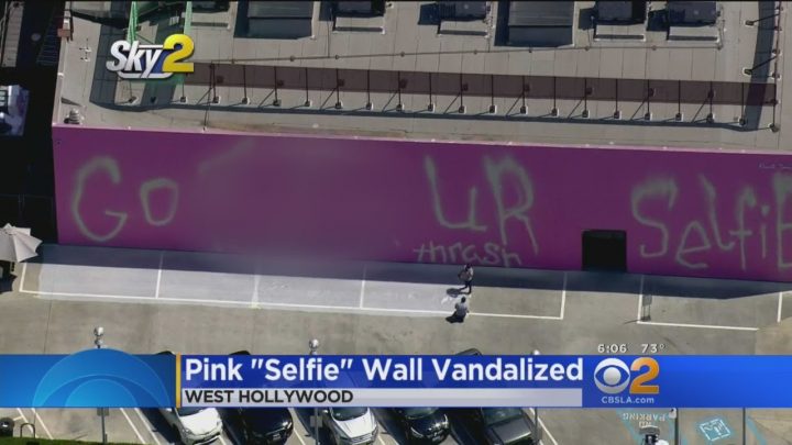 Iconic Pink Selfie Wall Is Defaces In Hollywood